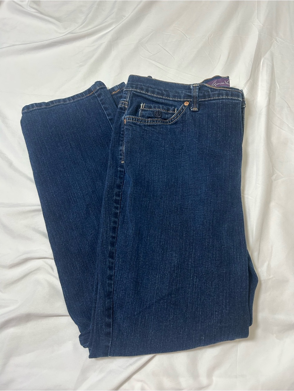 Gloria Vanderbilt Amanda Straight Leg Jeans Womens 14 Short Dark Blue Wash